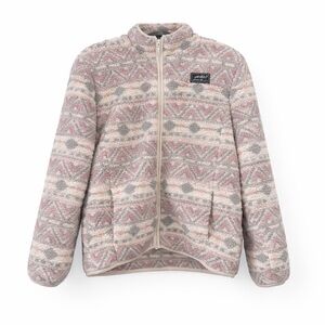 Eddie Bauer Girls' Youth Aztec Nordic Fuzzy Sherpa Fleece Full-Zip Hooded Jacket